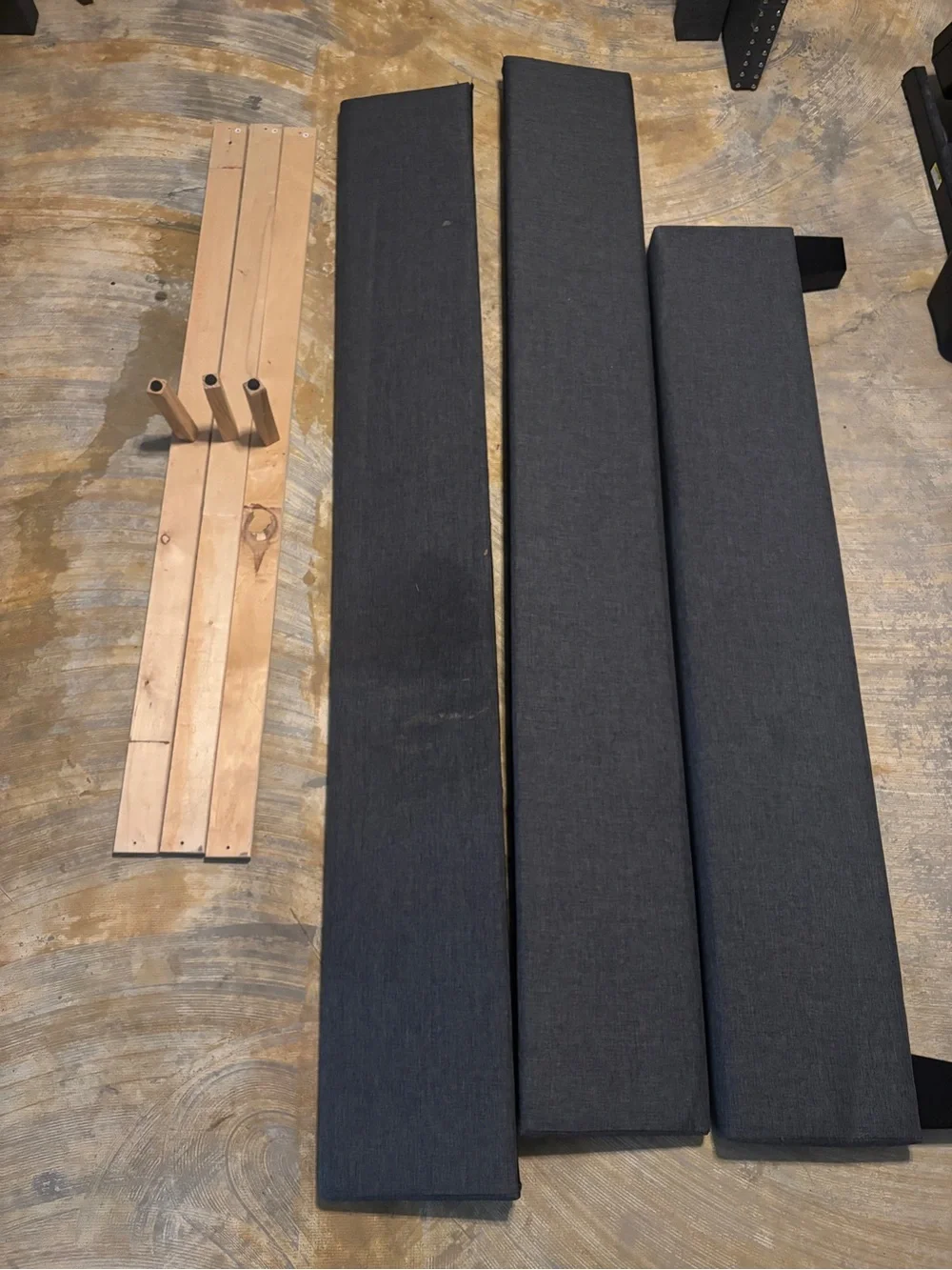 Queen Tufted Dark Gray Upholstered Headboard with Nailhead Trim